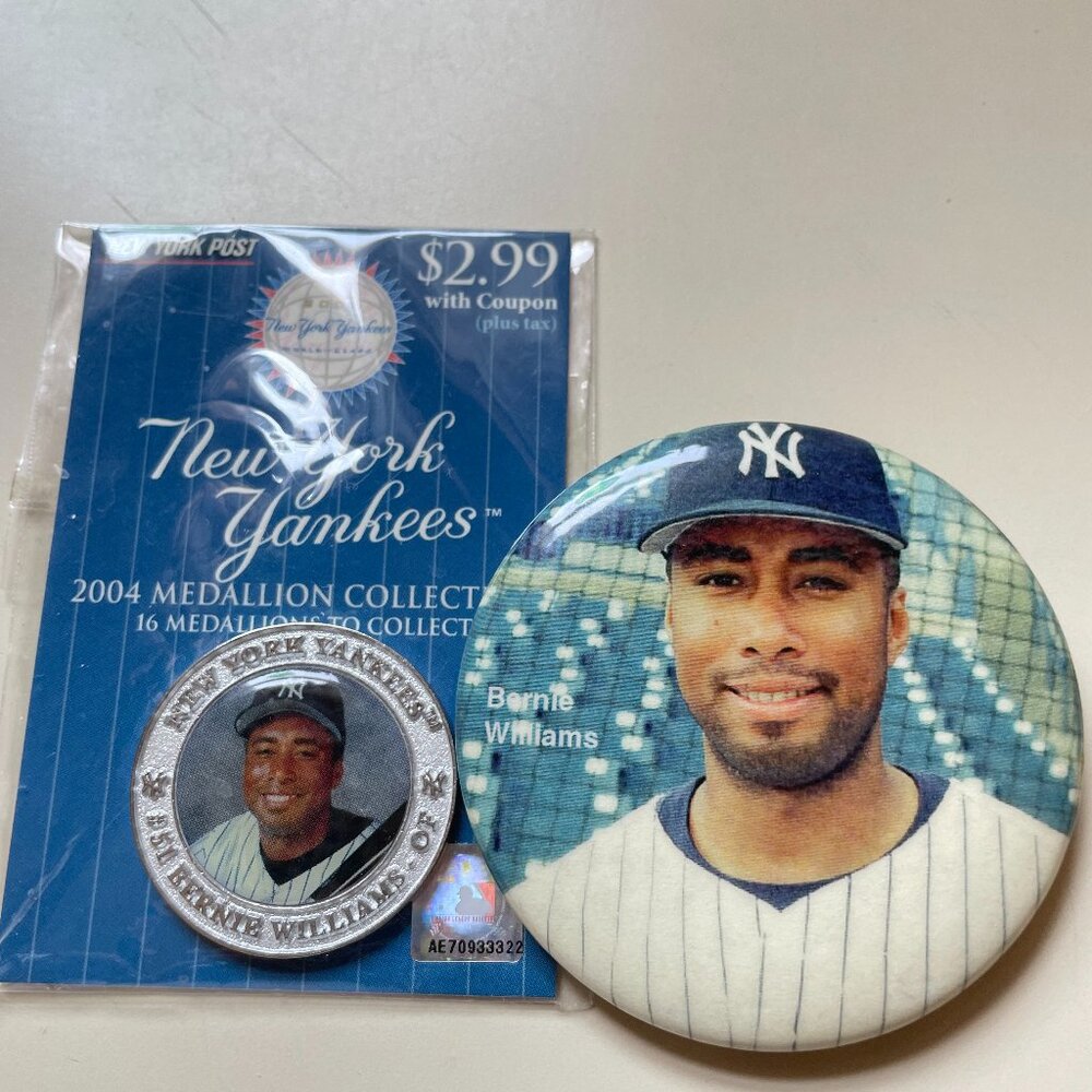 NY YANKEES 2004 MEDALLION AND BERNIE WILLIAMS PIN